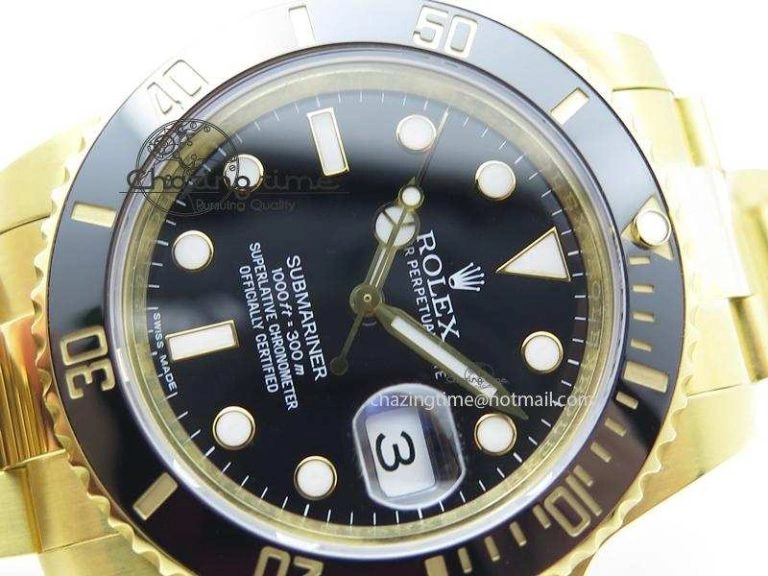 Submariner 116618 LN Bp-Maker Best Edition Black Dial On YG Bracelet ETA2836