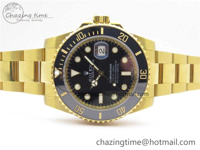 Submariner 116618 LN D1F Best Edition YG Wrapped Black Dial on YG Wrapped Bracelet A2836