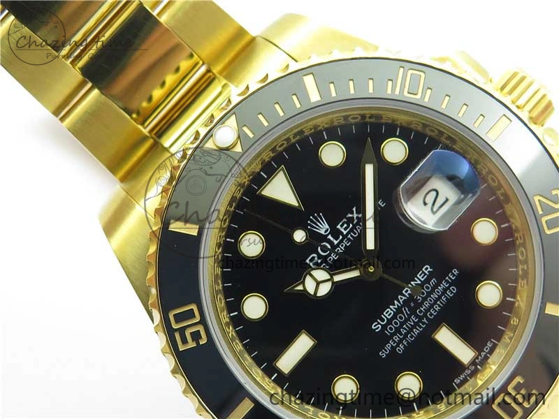 Submariner 116618 LN D1F Best Edition YG Wrapped Black Dial on YG Wrapped Bracelet A2836