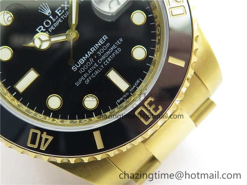 Submariner 116618 LN D1F Best Edition YG Wrapped Black Dial on YG Wrapped Bracelet A2836