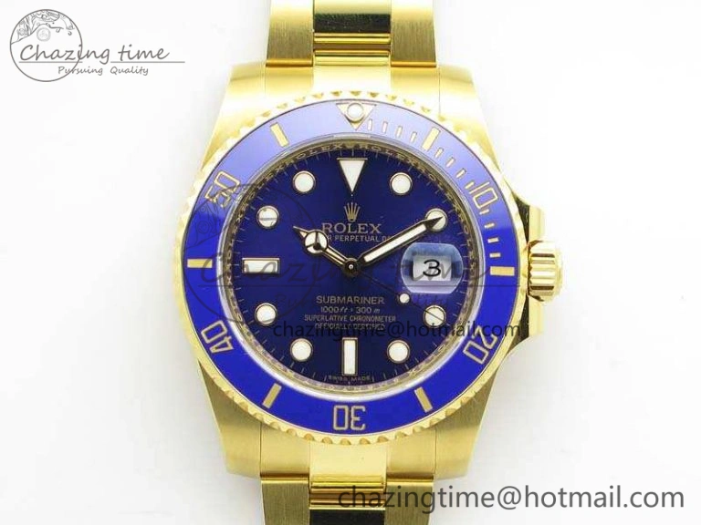 Submariner 116618LB Full YG Wrapped VRF 1:1 Best Edition Blue Dial On Full YG Wrapped Bracelet A2836