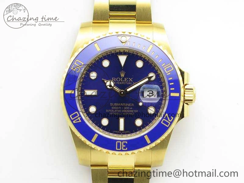 Submariner 116618LB Full YG Wrapped VRF 1:1 Best Edition Blue Dial On Full YG Wrapped Bracelet A2836