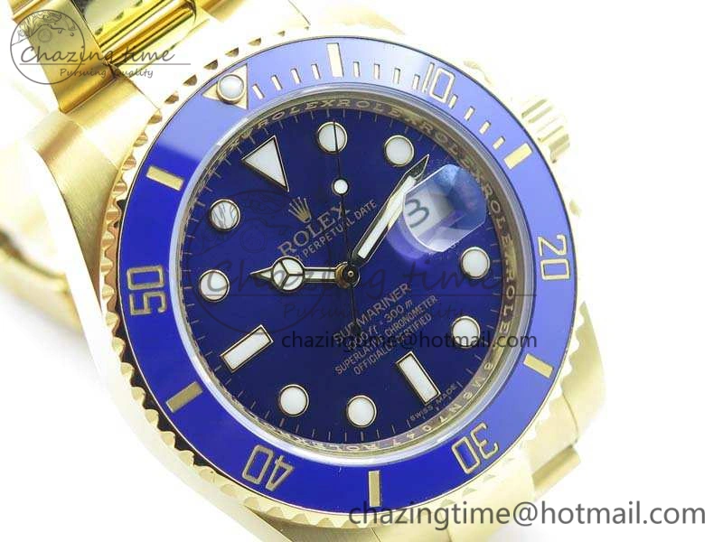 Submariner 116618LB Full YG Wrapped VRF 1:1 Best Edition Blue Dial On Full YG Wrapped Bracelet A2836