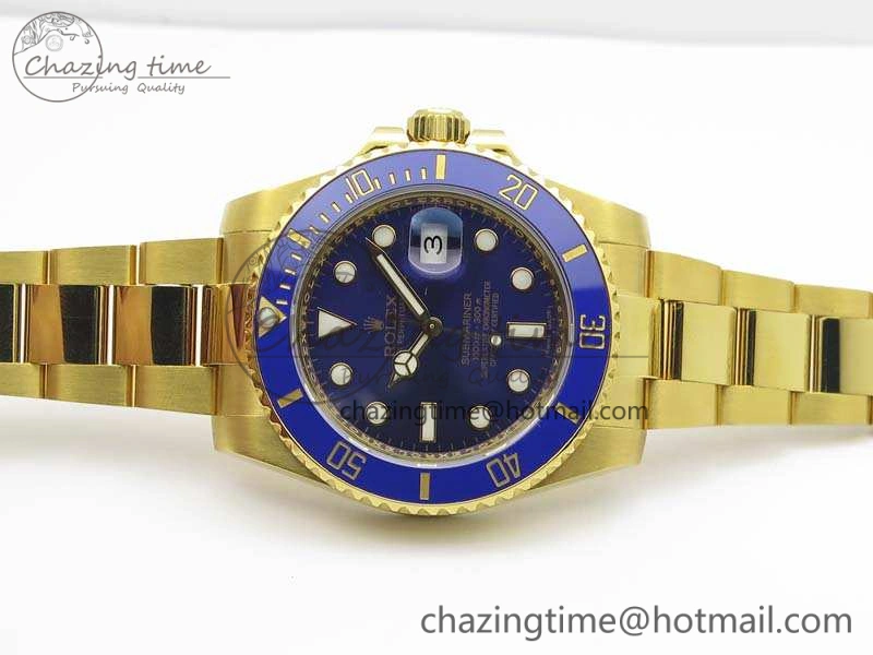 Submariner 116618LB Full YG Wrapped VRF 1:1 Best Edition Blue Dial On Full YG Wrapped Bracelet A2836