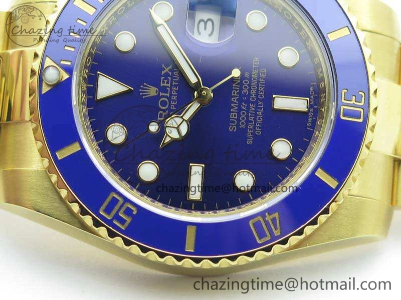 Submariner 116618LB Full YG Wrapped VRF 1:1 Best Edition Blue Dial On Full YG Wrapped Bracelet A2836