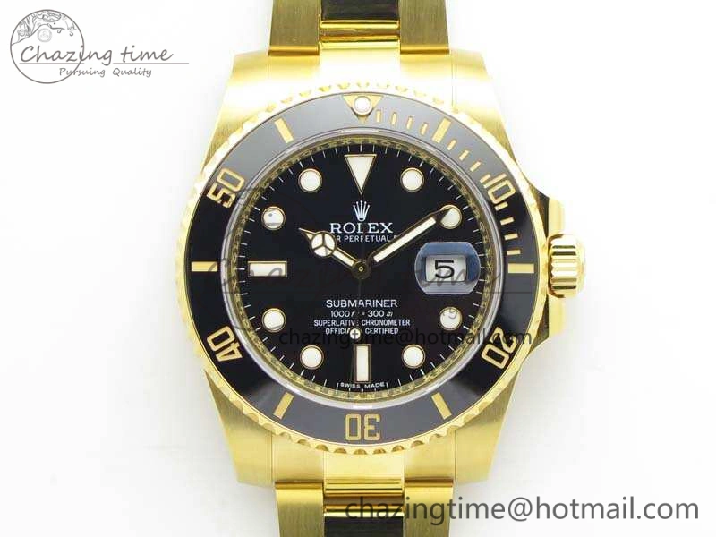 Submariner 116618LN Full YG Wrapped VRF 1:1 Best Edition Black Dial On Full YG Wrapped Bracelet A2836