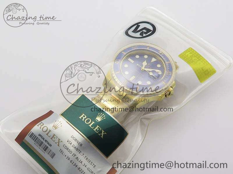 Submariner 116618LN Full YG Wrapped VRF 1:1 Best Edition Black Dial On Full YG Wrapped Bracelet A2836