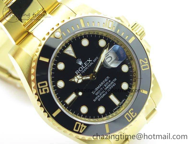 Submariner 116618LN Full YG Wrapped VRF 1:1 Best Edition Black Dial On Full YG Wrapped Bracelet A2836