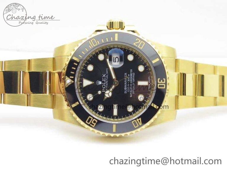 Submariner 116618LN Full YG Wrapped VRF 1:1 Best Edition Black Dial On Full YG Wrapped Bracelet A2836