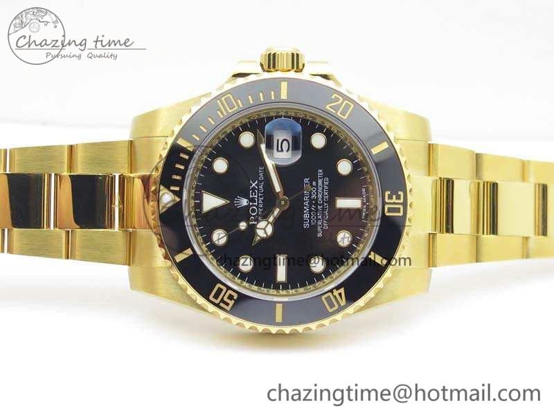 Submariner 116618LN Full YG Wrapped VRF 1:1 Best Edition Black Dial On Full YG Wrapped Bracelet A2836