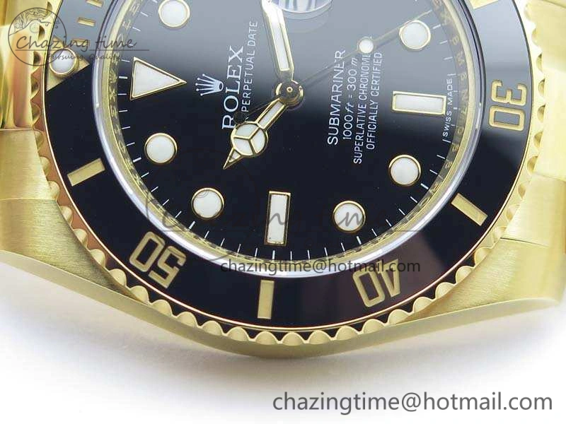Submariner 116618LN Full YG Wrapped VRF 1:1 Best Edition Black Dial On Full YG Wrapped Bracelet A2836