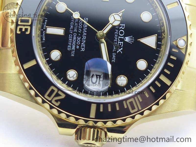 Submariner 116618LN Full YG Wrapped VRF 1:1 Best Edition Black Dial On Full YG Wrapped Bracelet A2836