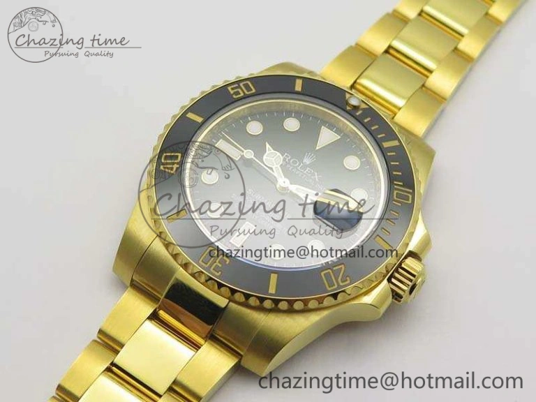 Submariner 116618LN Full YG Wrapped VRF 1:1 Best Edition Black Dial On Full YG Wrapped Bracelet A2836