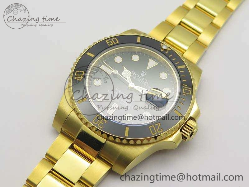 Submariner 116618LN Full YG Wrapped VRF 1:1 Best Edition Black Dial On Full YG Wrapped Bracelet A2836