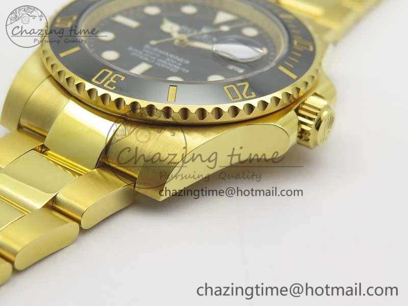 Submariner 116618LN Full YG Wrapped VRF 1:1 Best Edition Black Dial On Full YG Wrapped Bracelet A2836