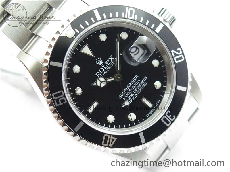 Submariner 16610 LN Black No Rehaut Engraving 904L Steel ARF1:1 Best Edition on SS Bracelet SH3135