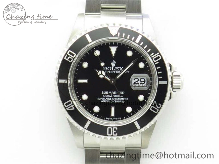 Submariner 16610 LN Black No Rehaut Engraving 904L Steel ARF1:1 Best Edition on SS Bracelet SH3135