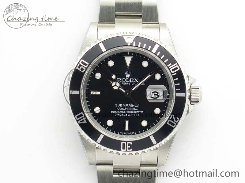 Submariner 16610 LN Black No Rehaut Engraving JF 1:1 Best Edition On SS Bracelet SH3135