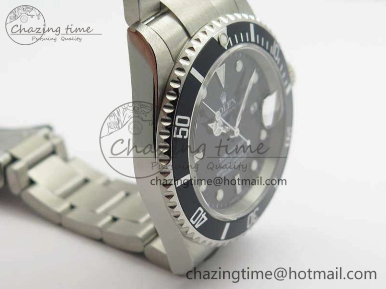 Submariner 16610 LN Black No Rehaut Engraving JF 1:1 Best Edition On SS Bracelet SH3135