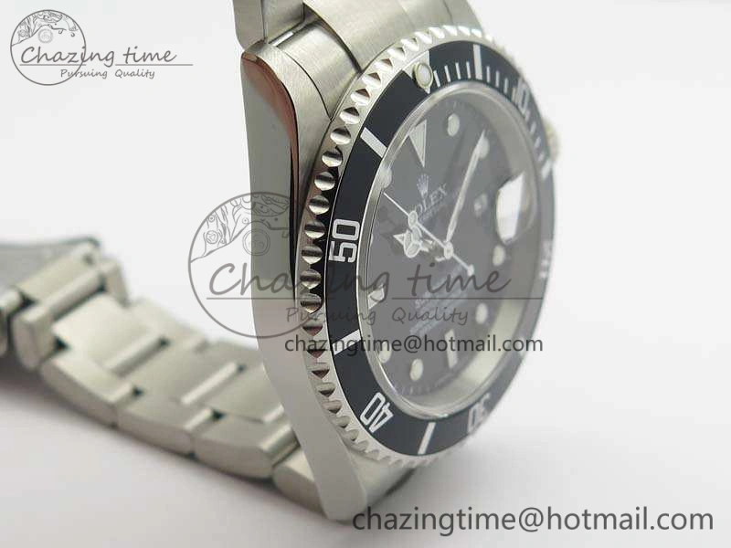 Submariner 16610 LN Black No Rehaut Engraving JF 1:1 Best Edition On SS Bracelet SH3135