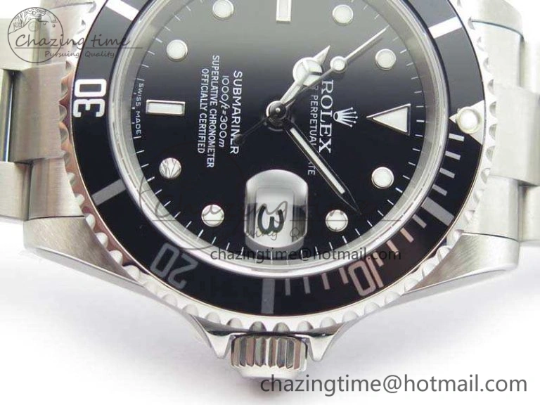 Submariner 16610 LN Black No Rehaut Engraving JF 1:1 Best Edition On SS Bracelet SH3135