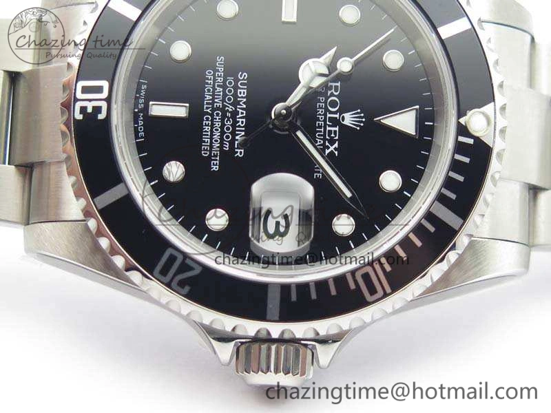 Submariner 16610 LN Black No Rehaut Engraving JF 1:1 Best Edition On SS Bracelet SH3135