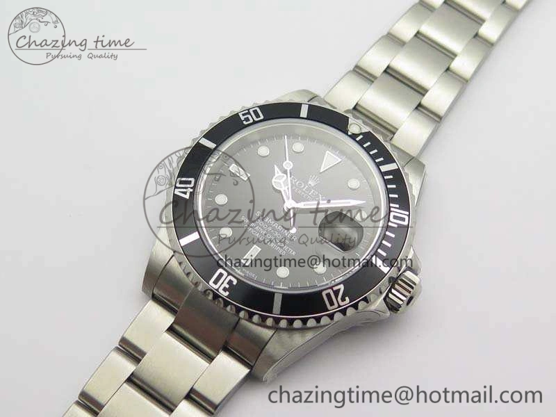 Submariner 16610 LN Black No Rehaut Engraving JF 1:1 Best Edition On SS Bracelet SH3135