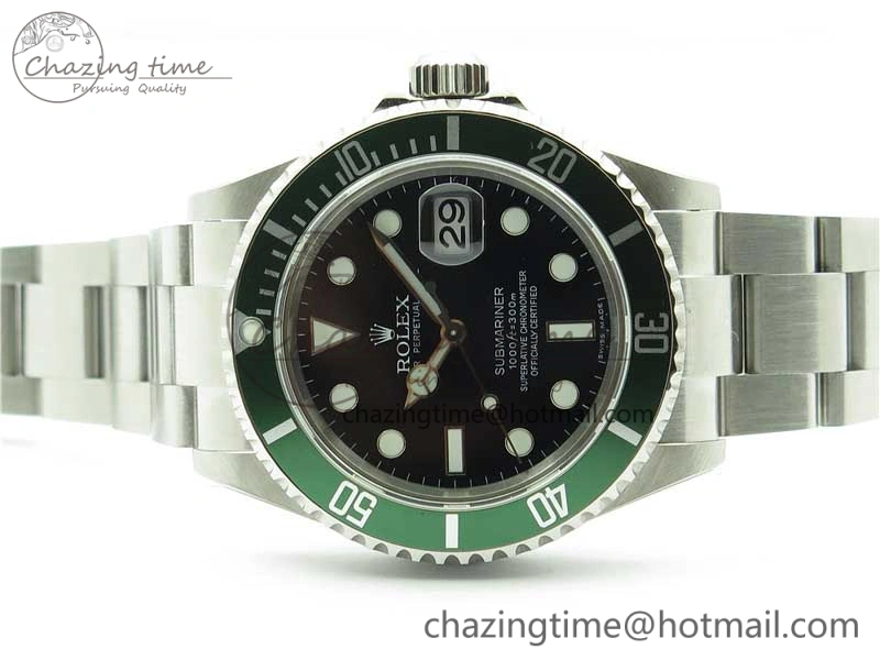 Submariner 16610 LV Green No Rehaut Engraving 904L Steel ARF1:1 Best Edition on SS Bracelet SH3135