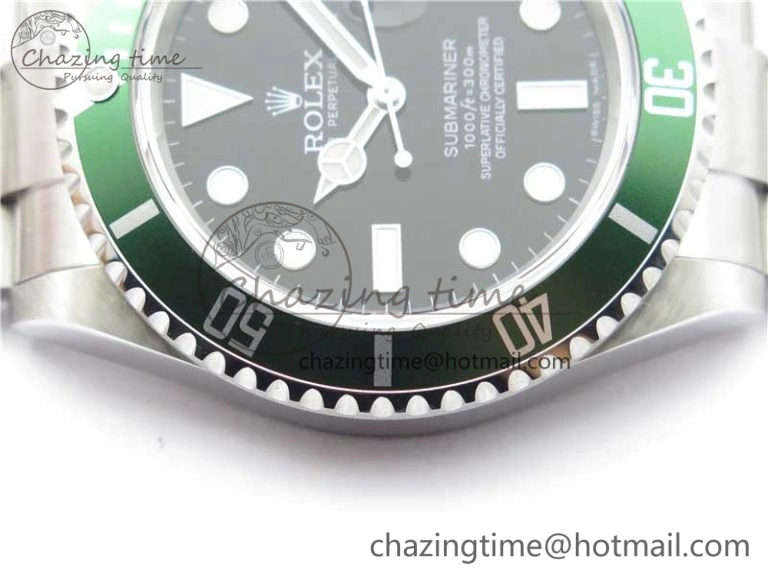 Submariner 16610 LV Green No Rehaut Engraving 904L Steel ARF1:1 Best Edition on SS Bracelet SH3135