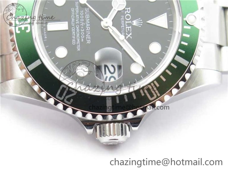Submariner 16610 LV Green No Rehaut Engraving 904L Steel ARF1:1 Best Edition on SS Bracelet SH3135