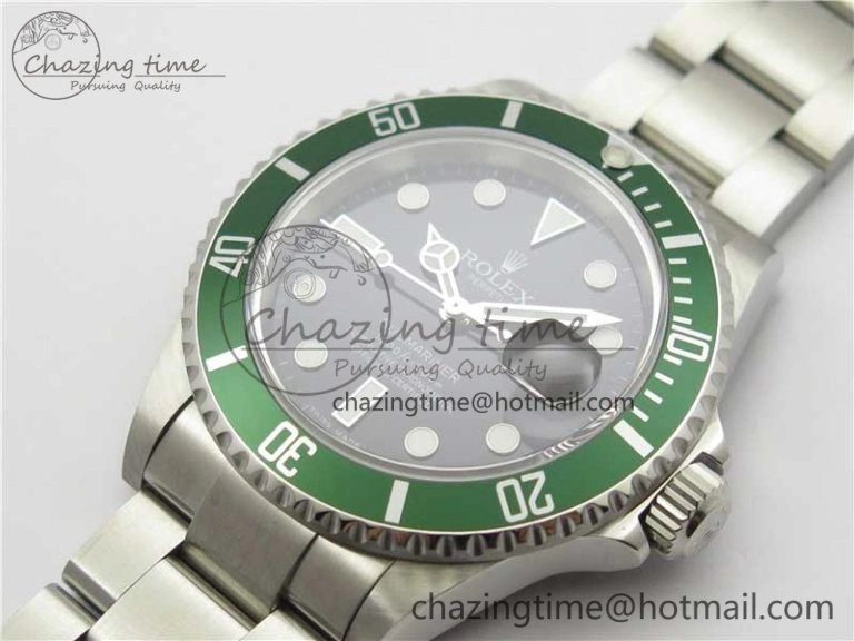 Submariner 16610 LV Green No Rehaut Engraving 904L Steel ARF1:1 Best Edition on SS Bracelet SH3135