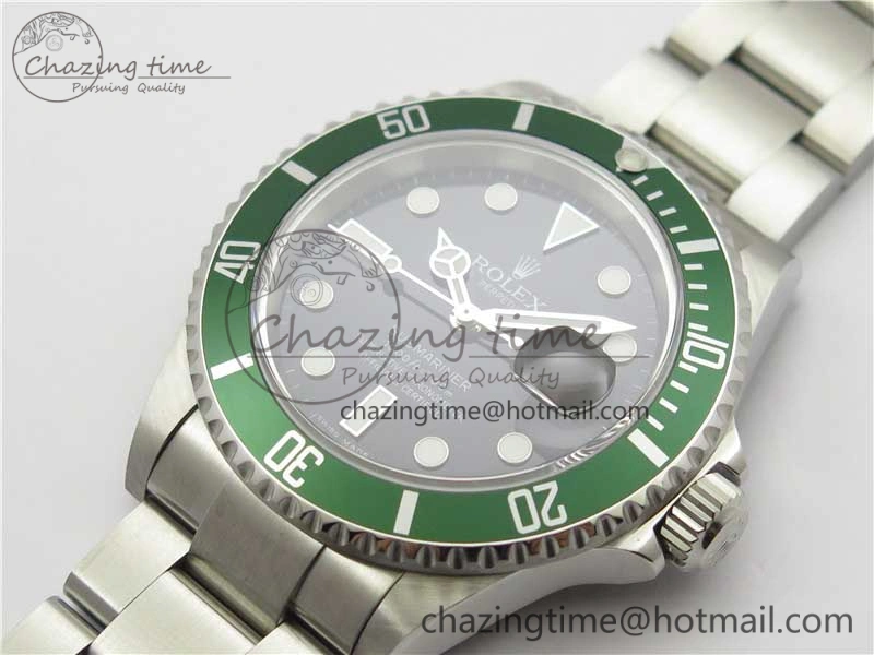 Submariner 16610 LV Green No Rehaut Engraving 904L Steel ARF1:1 Best Edition on SS Bracelet SH3135