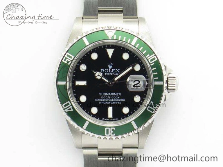 Submariner 16610 LV Green No Rehaut Engraving JF 1:1 Best Edition On SS Bracelet SH3135