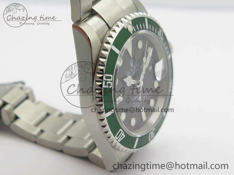 Submariner 16610 LV Green No Rehaut Engraving JF 1:1 Best Edition On SS Bracelet SH3135