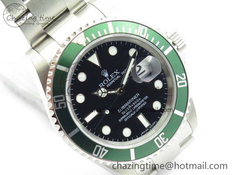 Submariner 16610 LV Green No Rehaut Engraving JF 1:1 Best Edition On SS Bracelet SH3135