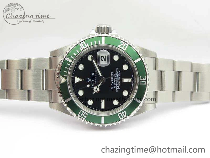 Submariner 16610 LV Green No Rehaut Engraving JF 1:1 Best Edition On SS Bracelet SH3135