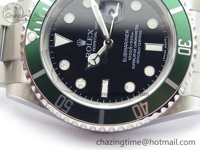 Submariner 16610 LV Green No Rehaut Engraving JF 1:1 Best Edition On SS Bracelet SH3135