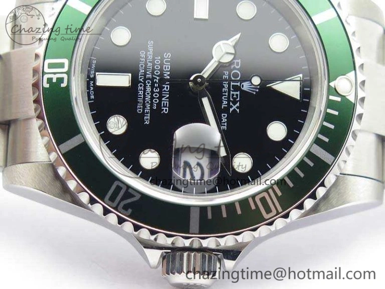 Submariner 16610 LV Green No Rehaut Engraving JF 1:1 Best Edition On SS Bracelet SH3135