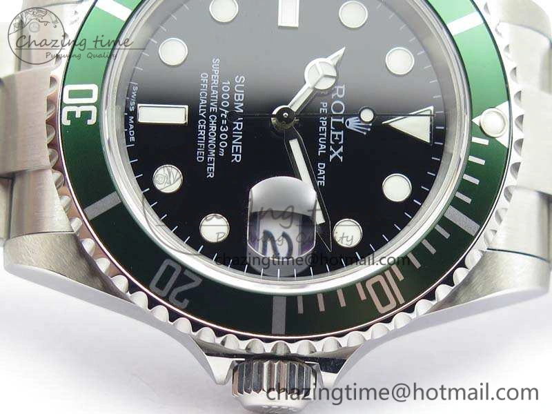 Submariner 16610 LV Green No Rehaut Engraving JF 1:1 Best Edition On SS Bracelet SH3135