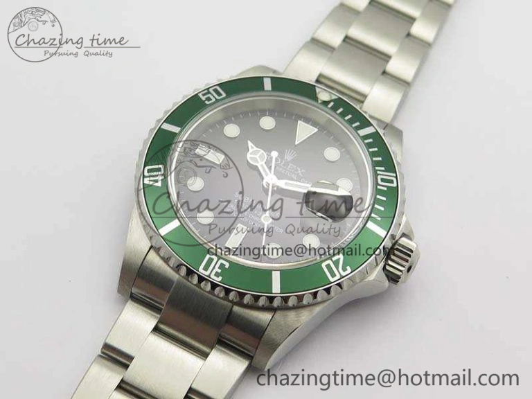Submariner 16610 LV Green No Rehaut Engraving JF 1:1 Best Edition On SS Bracelet SH3135