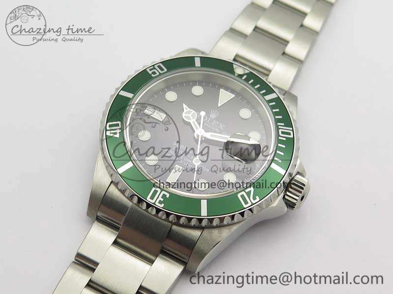 Submariner 16610 LV Green No Rehaut Engraving JF 1:1 Best Edition On SS Bracelet SH3135