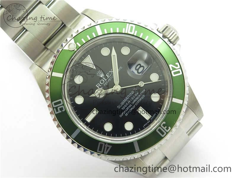 Submariner 16610 LV Kermit Green 904L Steel ARF1:1 Best Edition on SS Bracelet SH3135