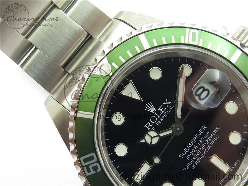 Submariner 16610 LV Kermit Green 904L Steel ARF1:1 Best Edition on SS Bracelet SH3135