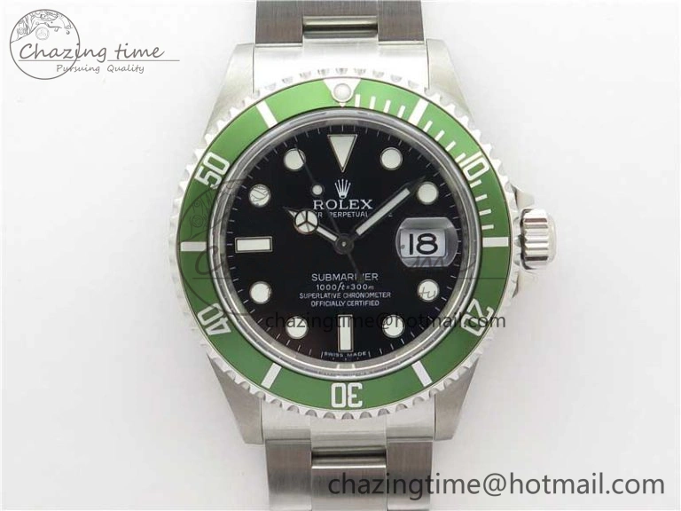 Submariner 16610 LV Kermit Green 904L Steel ARF1:1 Best Edition on SS Bracelet SH3135