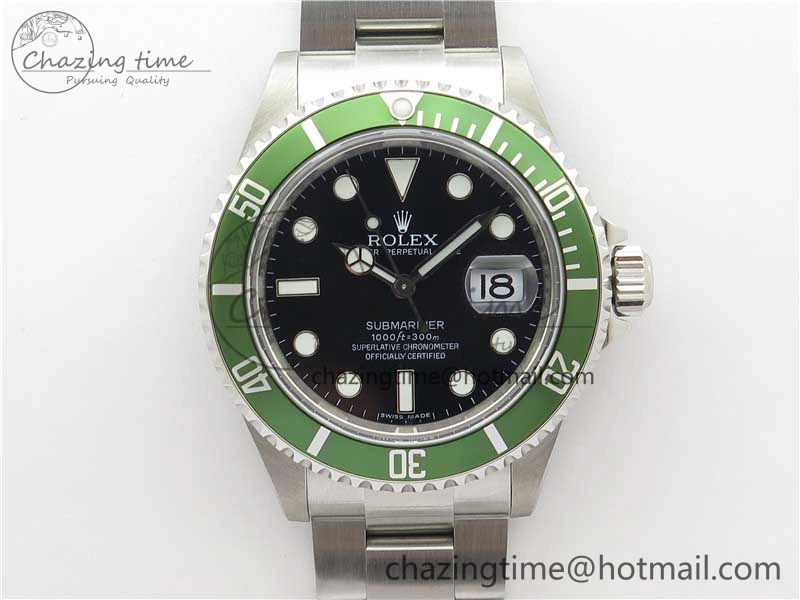 Submariner 16610 LV Kermit Green 904L Steel ARF1:1 Best Edition on SS Bracelet SH3135