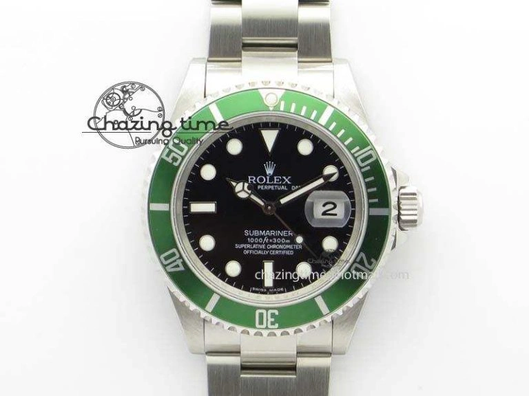 Submariner 16610LV SS Green Metal Bezel JF 1:1 Best Edition Black Dial On SS Bracelet SH3135