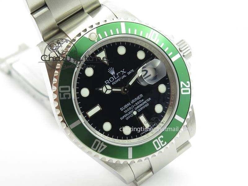 Submariner 16610LV SS Green Metal Bezel JF 1:1 Best Edition Black Dial On SS Bracelet SH3135