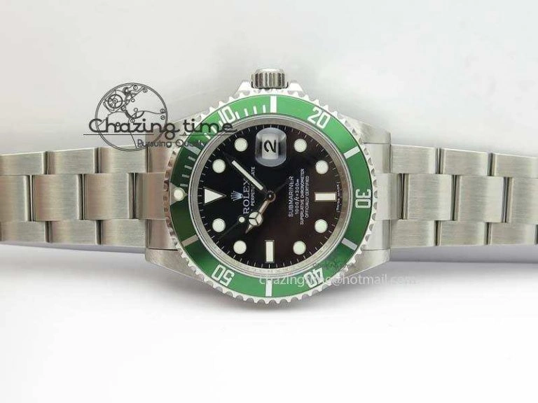 Submariner 16610LV SS Green Metal Bezel JF 1:1 Best Edition Black Dial On SS Bracelet SH3135