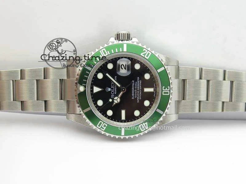Submariner 16610LV SS Green Metal Bezel JF 1:1 Best Edition Black Dial On SS Bracelet SH3135