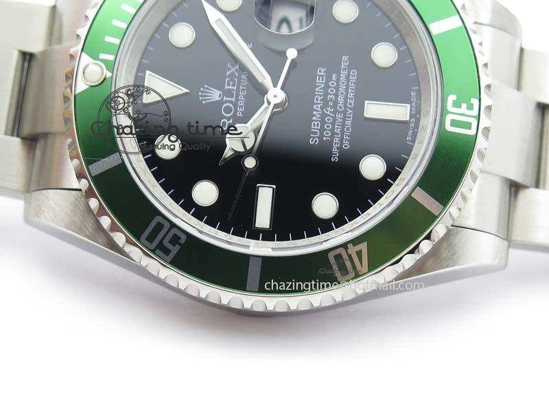 Submariner 16610LV SS Green Metal Bezel JF 1:1 Best Edition Black Dial On SS Bracelet SH3135